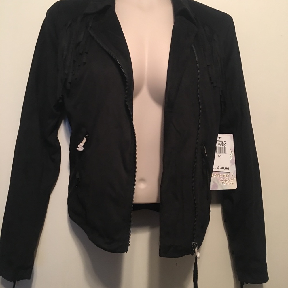 Women’s Blk fringe jacket New with tags